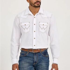 Wrangler White Casual Men’s Button Down Shirt